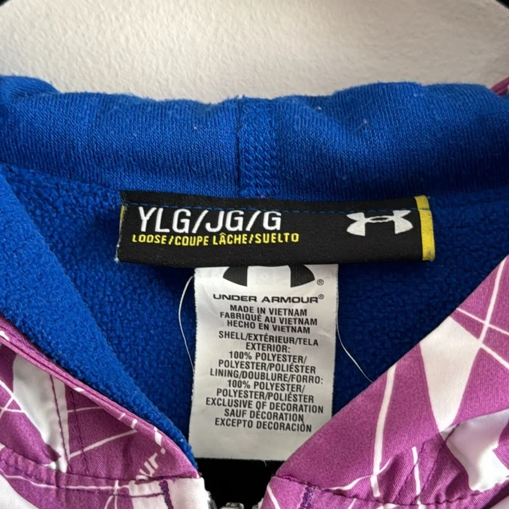 Under Armour Purple & White Geometric Kids Hooded Jacket - Picture 5 of 6